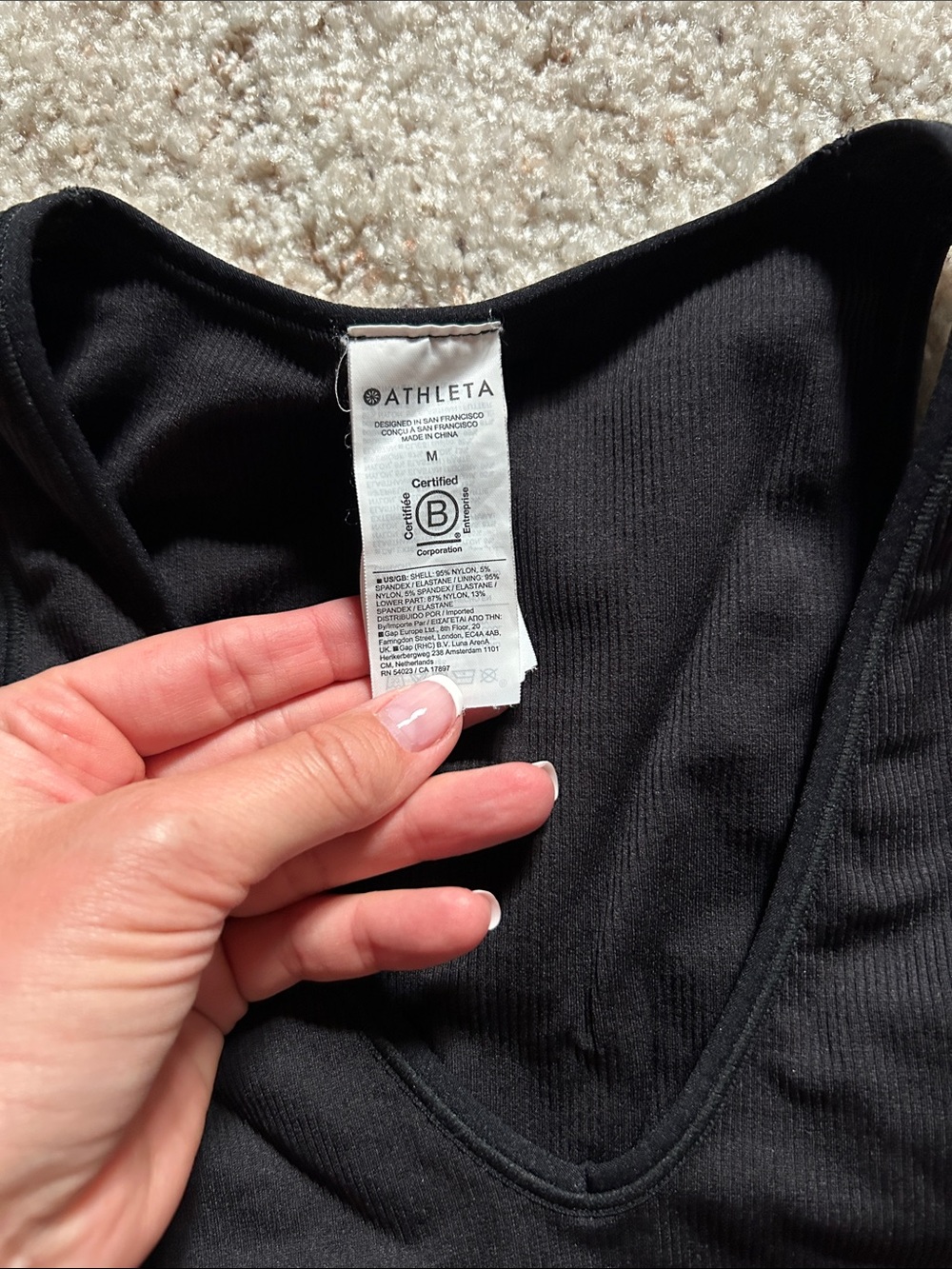Athleta Black Ribbed Scoop Tank Top cropped